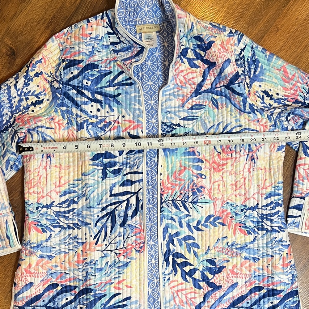 Appleseed's Blue and Pink Floral Reversible Quilted Jacket - Picture 4 of 10
